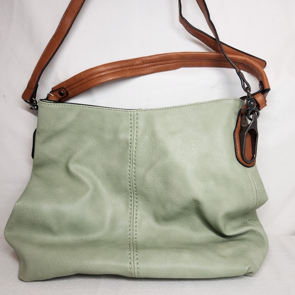 LA MIEL Handbags - New La Miel Vegan Leather Light Green Shoulder Purse